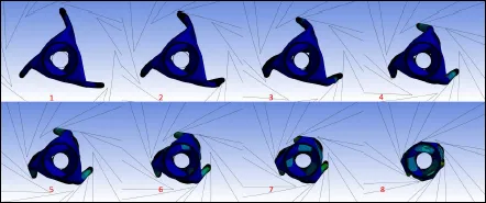 Eight steps of the folding process of the balloon
