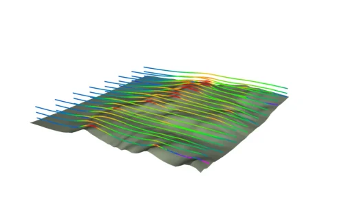 Wind energy potential farm - Ansys Fluent - Velocity streamlines